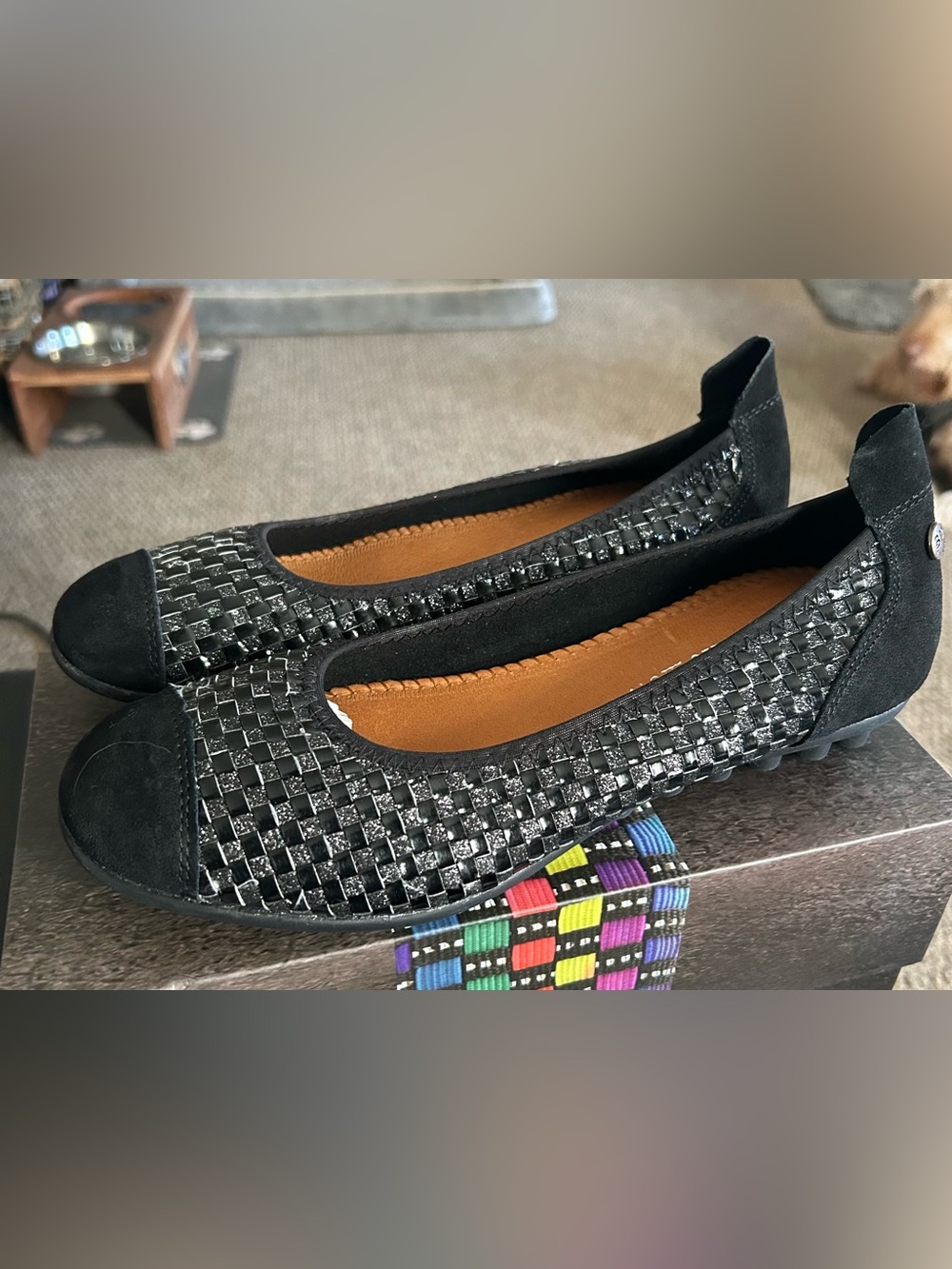 Bernie Mev Bella Me Black Woven Ballet Flats nwb